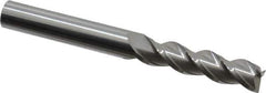 Accupro - 3/8", 3 Flute, Single End, Solid Carbide, 0.015" Corner Radius End Mill - 3-1/2" OAL, 40° Helix, Right Hand Flute, 1-1/2" LOC, Right Hand Cut - USA Tool & Supply