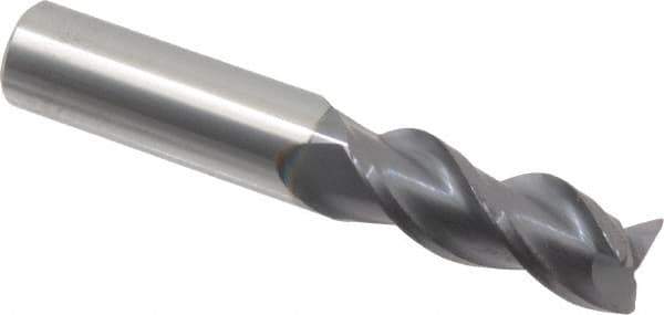 Accupro - 1/2", 3 Flute, Single End, Solid Carbide, 0.02" Corner Radius End Mill - 3" OAL, 40° Helix, Right Hand Flute, 1-1/4" LOC, Right Hand Cut - USA Tool & Supply
