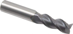 Accupro - 1/2", 3 Flute, Single End, Solid Carbide, 0.02" Corner Radius End Mill - 3" OAL, 40° Helix, Right Hand Flute, 1-1/4" LOC, Right Hand Cut - USA Tool & Supply