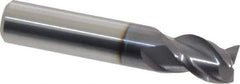 Accupro - 3/8", 3 Flute, Single End, Solid Carbide, 0.015" Corner Radius End Mill - 2" OAL, 40° Helix, Right Hand Flute, 5/8" LOC, Right Hand Cut - USA Tool & Supply