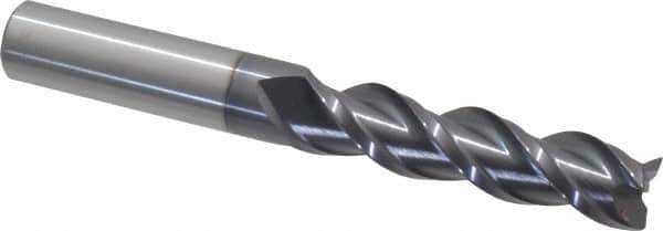 Accupro - 1/2", 3 Flute, Single End, Solid Carbide, 0.02" Corner Radius End Mill - 4" OAL, 40° Helix, Right Hand Flute, 2" LOC, Right Hand Cut - USA Tool & Supply