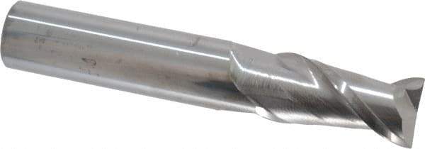 Accupro - 1/2", 2 Flute, Single End, Solid Carbide, 0.015" Corner Radius End Mill - 3" OAL, 40° Helix, Right Hand Flute, 1" LOC, Right Hand Cut - USA Tool & Supply
