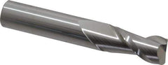 Accupro - 1/2", 2 Flute, Single End, Solid Carbide, 0.03" Corner Radius End Mill - 3" OAL, 40° Helix, Right Hand Flute, 1" LOC, Right Hand Cut - USA Tool & Supply