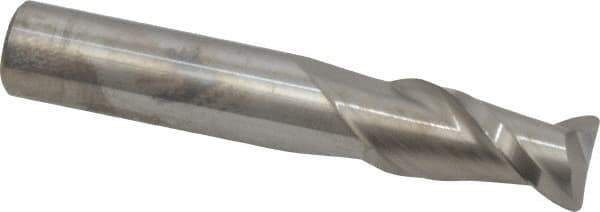 Accupro - 1/2", 2 Flute, Single End, Solid Carbide, 0.045" Corner Radius End Mill - 3" OAL, 40° Helix, Right Hand Flute, 1" LOC, Right Hand Cut - USA Tool & Supply