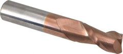 Accupro - 1/2", 2 Flute, Single End, Solid Carbide, 0.02" Corner Radius End Mill - 3" OAL, 40° Helix, Right Hand Flute, 1" LOC, Right Hand Cut - USA Tool & Supply