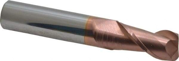 Accupro - 1/2", 2 Flute, Single End, Solid Carbide, 0.06" Corner Radius End Mill - 3" OAL, 40° Helix, Right Hand Flute, 1" LOC, Right Hand Cut - USA Tool & Supply