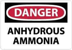 NMC - "Danger - Anhydrous Ammonia", 10" Long x 14" Wide, Rigid Plastic Safety Sign - Rectangle, 0.05" Thick, Use for Hazardous Materials - USA Tool & Supply