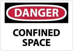 NMC - "Danger - Confined Space", 10" Long x 14" Wide, Rigid Plastic Safety Sign - Rectangle, 0.05" Thick, Use for Accident Prevention - USA Tool & Supply