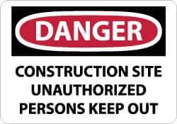 NMC - "Danger - Construction Site - Unauthorized Persons - Keep Out", 10" Long x 14" Wide, Rigid Plastic Safety Sign - Rectangle, 0.05" Thick, Use for Security & Admittance - USA Tool & Supply