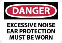 NMC - "Danger - Excessive Noise - Ear Protection Must Be Worn", 10" Long x 14" Wide, Rigid Plastic Safety Sign - Rectangle, 0.05" Thick, Use for Accident Prevention - USA Tool & Supply