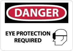 NMC - "Danger - Eye Protection Required", 10" Long x 14" Wide, Rigid Plastic Safety Sign - Rectangle, 0.05" Thick, Use for Accident Prevention - USA Tool & Supply