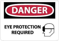 NMC - "Danger - Eye Protection Required", 10" Long x 14" Wide, Rigid Plastic Safety Sign - Rectangle, 0.05" Thick, Use for Accident Prevention - USA Tool & Supply