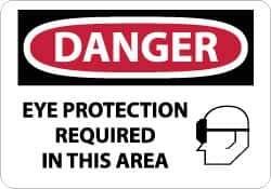 NMC - "Danger - Eye Protection Required in This Area", 10" Long x 14" Wide, Rigid Plastic Safety Sign - Rectangle, 0.05" Thick, Use for Accident Prevention - USA Tool & Supply