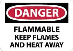 NMC - "Danger - Flammable - Keep Flames and Heat Away", 10" Long x 14" Wide, Rigid Plastic Safety Sign - Rectangle, 0.05" Thick, Use for Hazardous Materials - USA Tool & Supply