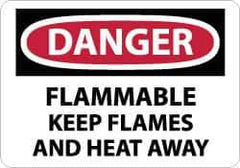 NMC - "Danger - Flammable - Keep Flames and Heat Away", 10" Long x 14" Wide, Rigid Plastic Safety Sign - Rectangle, 0.05" Thick, Use for Hazardous Materials - USA Tool & Supply
