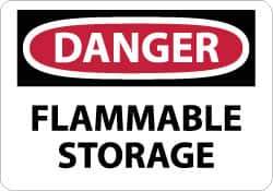 NMC - "Danger - Flammable Storage", 10" Long x 14" Wide, Rigid Plastic Safety Sign - Rectangle, 0.05" Thick, Use for Hazardous Materials - USA Tool & Supply