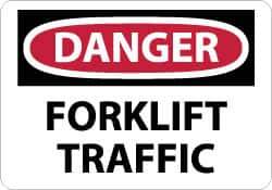 NMC - "Danger - Forklift Traffic", 10" Long x 14" Wide, Rigid Plastic Safety Sign - Rectangle, 0.05" Thick, Use for Accident Prevention - USA Tool & Supply