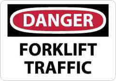 NMC - "Danger - Forklift Traffic", 10" Long x 14" Wide, Rigid Plastic Safety Sign - Rectangle, 0.05" Thick, Use for Accident Prevention - USA Tool & Supply