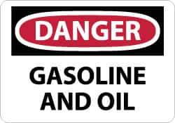 NMC - "Danger - Gasoline and Oil", 10" Long x 14" Wide, Rigid Plastic Safety Sign - Rectangle, 0.05" Thick, Use for Hazardous Materials - USA Tool & Supply