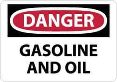 NMC - "Danger - Gasoline and Oil", 10" Long x 14" Wide, Rigid Plastic Safety Sign - Rectangle, 0.05" Thick, Use for Hazardous Materials - USA Tool & Supply
