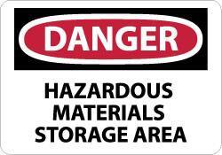 NMC - "Danger - Hazardous Materials Storage Area", 10" Long x 14" Wide, Rigid Plastic Safety Sign - Rectangle, 0.05" Thick, Use for Security & Admittance - USA Tool & Supply