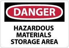 NMC - "Danger - Hazardous Materials Storage Area", 10" Long x 14" Wide, Rigid Plastic Safety Sign - Rectangle, 0.05" Thick, Use for Security & Admittance - USA Tool & Supply