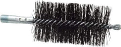 Schaefer Brush - 4-1/2" Brush Length, 2-1/2" Diam, Double Stem, Double Spiral Tube Brush - 7-1/2" Long, Tempered Steel Wire, 1/4" NPT Male Connection - USA Tool & Supply