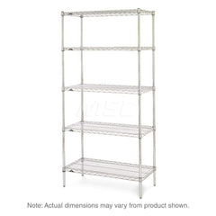 Starter Unit Wire Shelving: 2,000 lb Shelf Capacity, 5 Shelves 36″ Wide, 24″ Deep, 74″ High