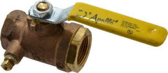 Conbraco - 3/4" Pipe, Bronze, Straight with Side Tap, Gas Ball Valve - 250 psi WOG Rating, Lever Handle, FNPT x FNPT End Connections, 2 Piece - USA Tool & Supply