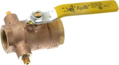 Conbraco - 1" Pipe, Bronze, Straight with Side Tap, Gas Ball Valve - 250 psi WOG Rating, Lever Handle, FNPT x FNPT End Connections, 2 Piece - USA Tool & Supply