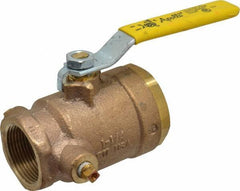 Conbraco - 1-1/4" Pipe, Bronze, Straight with Side Tap, Gas Ball Valve - 250 psi WOG Rating, Lever Handle, FNPT x FNPT End Connections, 2 Piece - USA Tool & Supply