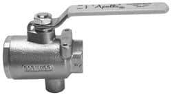 Apollo - 2-1/2" Pipe, Full Port, Bronze Standard Ball Valve - 2 Piece, Inline - One Way Flow, FNPT x FNPT Ends, Lever Handle, 125 WOG - USA Tool & Supply