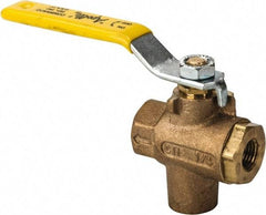 Apollo - 1/4" Pipe, Full Port, Bronze Standard Ball Valve - 2 Piece, Inline - One Way Flow, FNPT x FNPT Ends, Lever Handle, 125 WOG - USA Tool & Supply