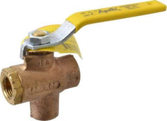 Apollo - 3/8" Pipe, Full Port, Bronze Standard Ball Valve - 2 Piece, Inline - One Way Flow, FNPT x FNPT Ends, Lever Handle, 125 WOG - USA Tool & Supply