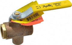 Apollo - 1/2" Pipe, Full Port, Bronze Standard Ball Valve - 2 Piece, Inline - One Way Flow, FNPT x FNPT Ends, Lever Handle, 125 WOG - USA Tool & Supply