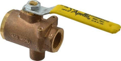 Apollo - 3/4" Pipe, Full Port, Bronze Standard Ball Valve - 2 Piece, Inline - One Way Flow, FNPT x FNPT Ends, Lever Handle, 125 WOG - USA Tool & Supply