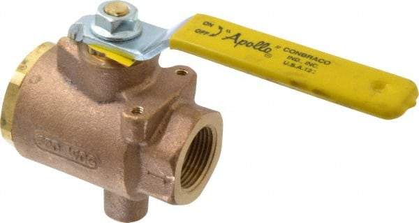 Apollo - 1" Pipe, Full Port, Bronze Standard Ball Valve - 2 Piece, Inline - One Way Flow, FNPT x FNPT Ends, Lever Handle, 125 WOG - USA Tool & Supply
