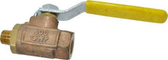 Apollo - 1/4" Pipe, Standard Port, Bronze Standard Ball Valve - 2 Piece, Inline - One Way Flow, MNPT x FNPT Ends, Lever Handle, 600 WOG, 150 WSP - USA Tool & Supply