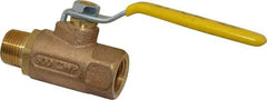 Apollo - 1/2" Pipe, Standard Port, Bronze Standard Ball Valve - 2 Piece, Inline - One Way Flow, MNPT x FNPT Ends, Lever Handle, 600 WOG, 150 WSP - USA Tool & Supply