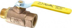 Apollo - 3/4" Pipe, Standard Port, Bronze Standard Ball Valve - 2 Piece, Inline - One Way Flow, MNPT x FNPT Ends, Lever Handle, 600 WOG, 150 WSP - USA Tool & Supply