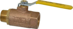 Apollo - 1" Pipe, Standard Port, Bronze Standard Ball Valve - 2 Piece, Inline - One Way Flow, MNPT x FNPT Ends, Lever Handle, 600 WOG, 150 WSP - USA Tool & Supply