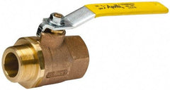 Apollo - 1-1/2" Pipe, Standard Port, Bronze Standard Ball Valve - 2 Piece, Inline - One Way Flow, MNPT x FNPT Ends, Lever Handle, 600 WOG, 150 WSP - USA Tool & Supply
