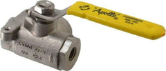 Apollo - 1/4" Pipe, Standard Port, Stainless Steel Standard Ball Valve - 2 Piece, Three Way, FNPT x FNPT Ends, Lever Handle, 800 WOG - USA Tool & Supply