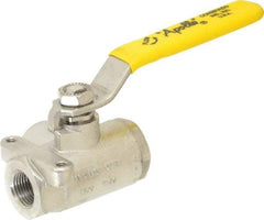 Apollo - 3/8" Pipe, Standard Port, Stainless Steel Standard Ball Valve - 2 Piece, Three Way, FNPT x FNPT Ends, Lever Handle, 800 WOG - USA Tool & Supply