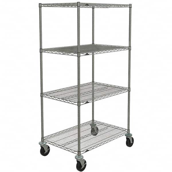 Metro - 600 Lb Capacity 4 Shelf Mobile Wire Shelving Unit - Add-On Unit - USA Tool & Supply