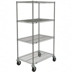 Metro - 600 Lb Capacity 4 Shelf Mobile Wire Shelving Unit - Add-On Unit - USA Tool & Supply