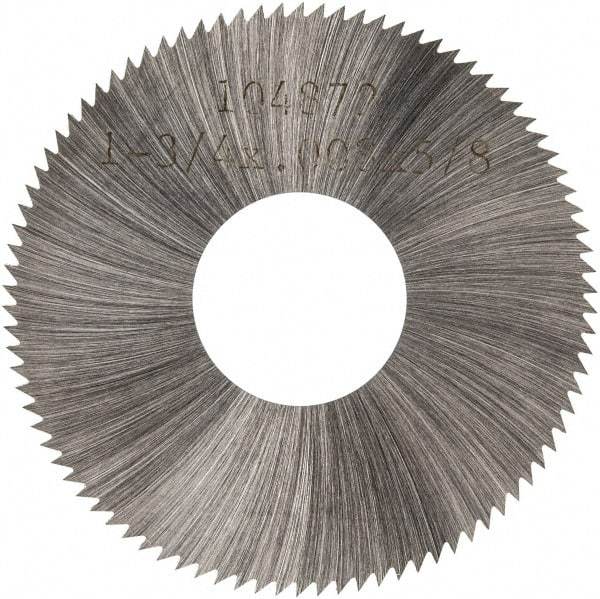 Made in USA - 1-3/4" Diam x 0.008" Blade Thickness x 5/8" Arbor Hole Diam, 90 Tooth Slitting and Slotting Saw - Arbor Connection, Right Hand, Uncoated, High Speed Steel, Concave Ground, Contains Keyway - USA Tool & Supply