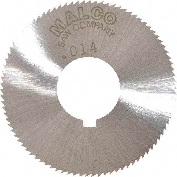 Made in USA - 1-3/4" Diam x 0.014" Blade Thickness x 5/8" Arbor Hole Diam, 90 Tooth Slitting and Slotting Saw - Arbor Connection, Right Hand, Uncoated, High Speed Steel, Concave Ground, Contains Keyway - USA Tool & Supply