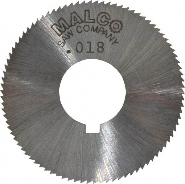 Made in USA - 1-3/4" Diam x 0.018" Blade Thickness x 5/8" Arbor Hole Diam, 90 Tooth Slitting and Slotting Saw - Arbor Connection, Right Hand, Uncoated, High Speed Steel, Concave Ground, Contains Keyway - USA Tool & Supply