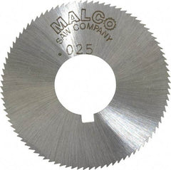 Made in USA - 1-3/4" Diam x 0.025" Blade Thickness x 5/8" Arbor Hole Diam, 90 Tooth Slitting and Slotting Saw - Arbor Connection, Right Hand, Uncoated, High Speed Steel, Concave Ground, Contains Keyway - USA Tool & Supply